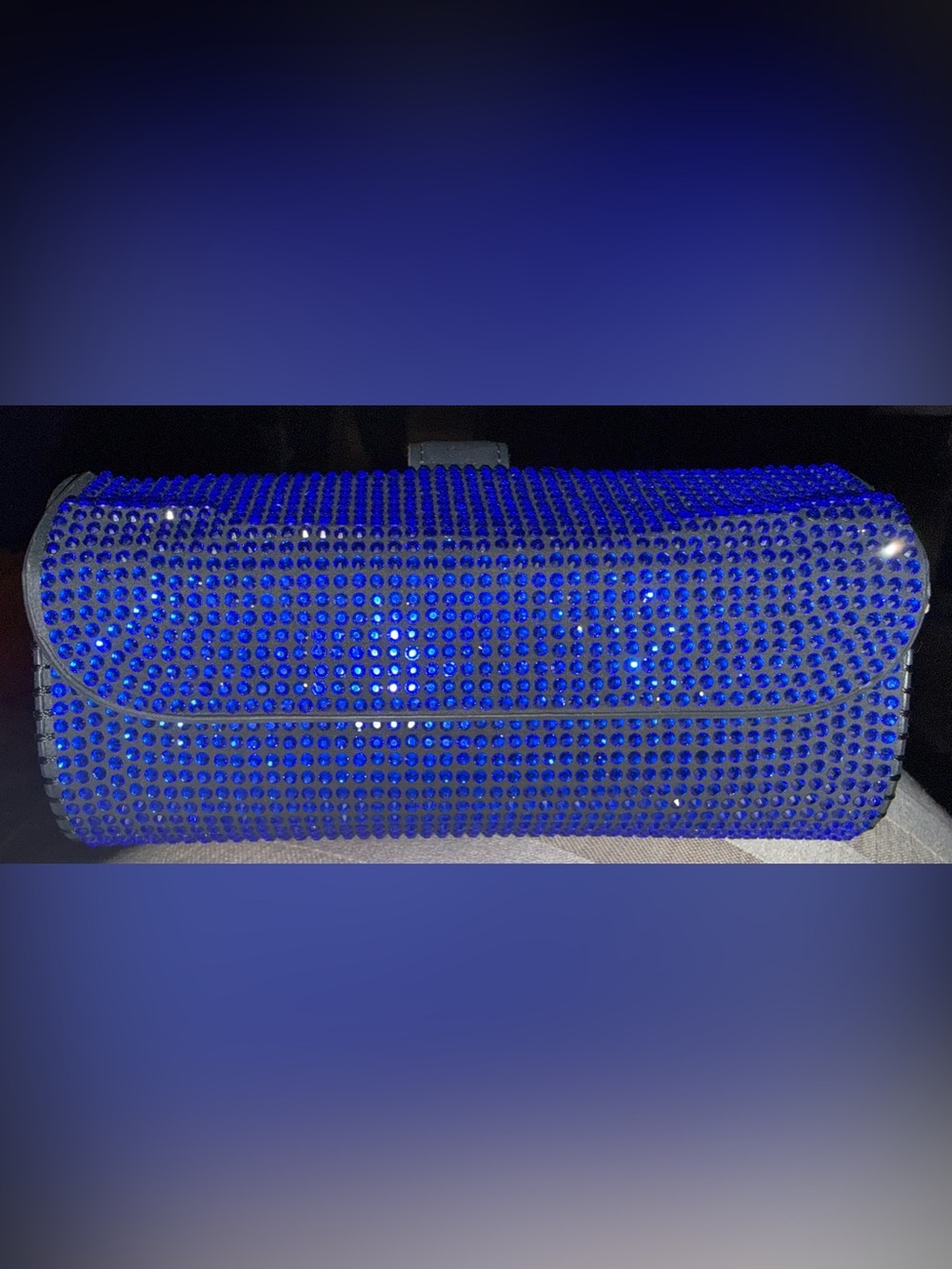 Crystal-Studded Blue Sunglasses Case